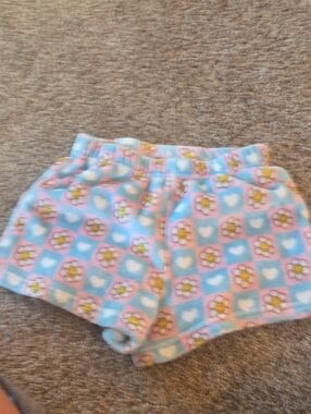 Girls' Pink & Blue Floral Heart Fleece Pajama Shorts
